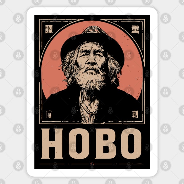 Wandering Hobo Portrait in Gritty Vintage Poster Style Sticker by TuncGK